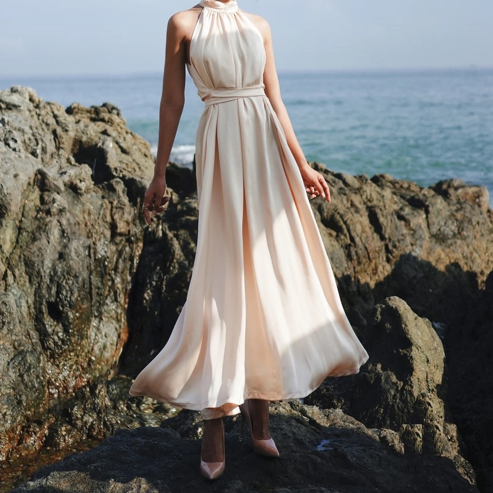 Stunning Maxi Satin Halter Dress